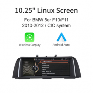 BMW 5 Series F10 ~ F11 2010-2012 CIC Linux 10.25'' screen Apple CarPlay Android Auto